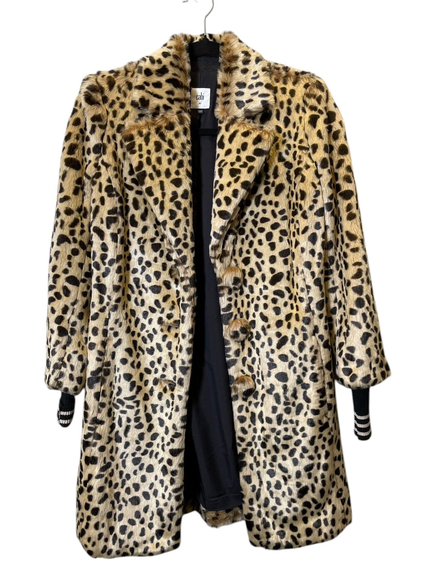 Coat Faux Fur & Sherpa By Cabi In Animal Print, Size: Xs