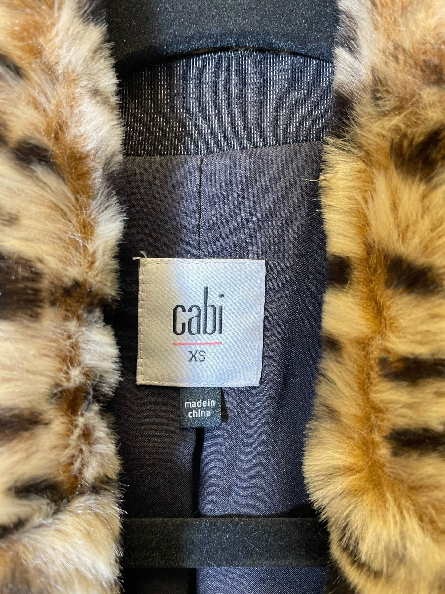 Coat Faux Fur & Sherpa By Cabi In Animal Print, Size: Xs