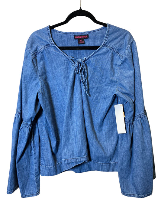 Top Long Sleeve By Cmc In Blue Denim, Size: Xl