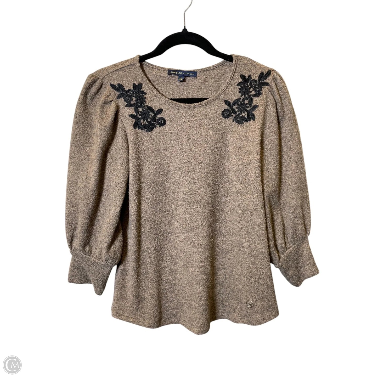 Top Long Sleeve By Adrienne Vittadini In Brown, Size: M
