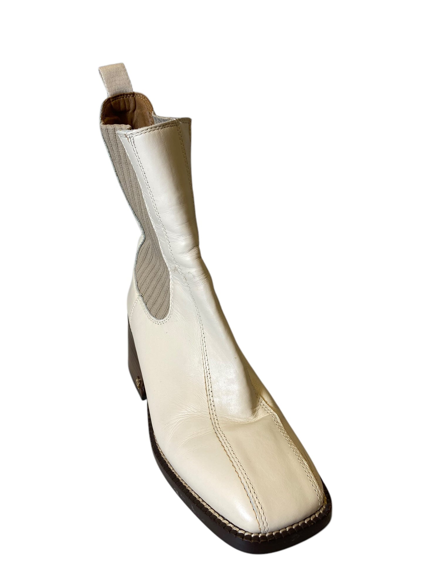 Boots Mid-calf Heels By Sam Edelman In Cream, Size: 7.5