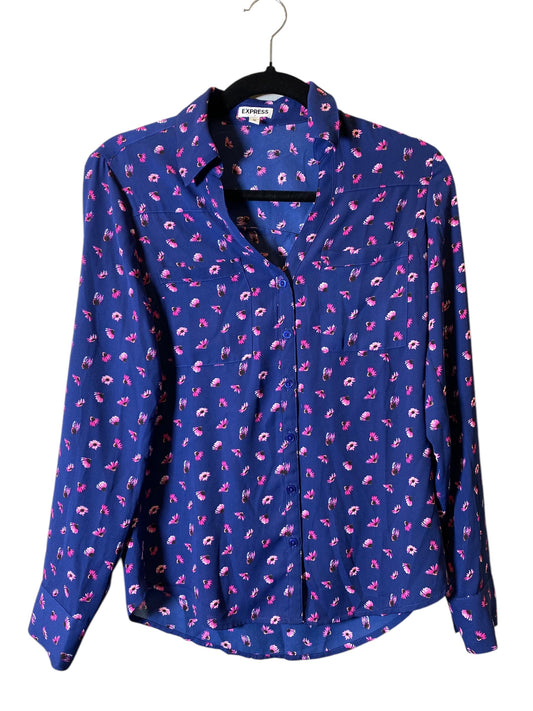 Blouse Long Sleeve By Express In Floral Print, Size: Xs