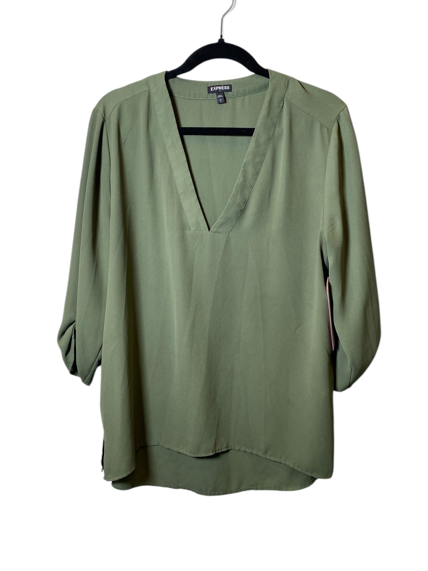 Top 3/4 Sleeve By Express In Green, Size: L