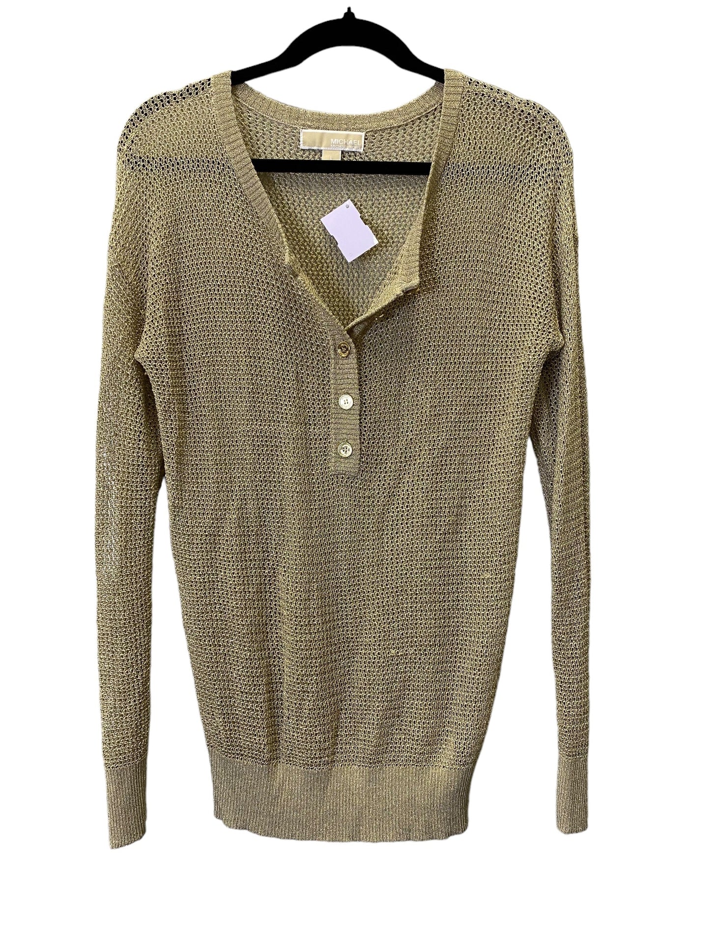 Gold Top Long Sleeve Designer Michael Kors, Size L