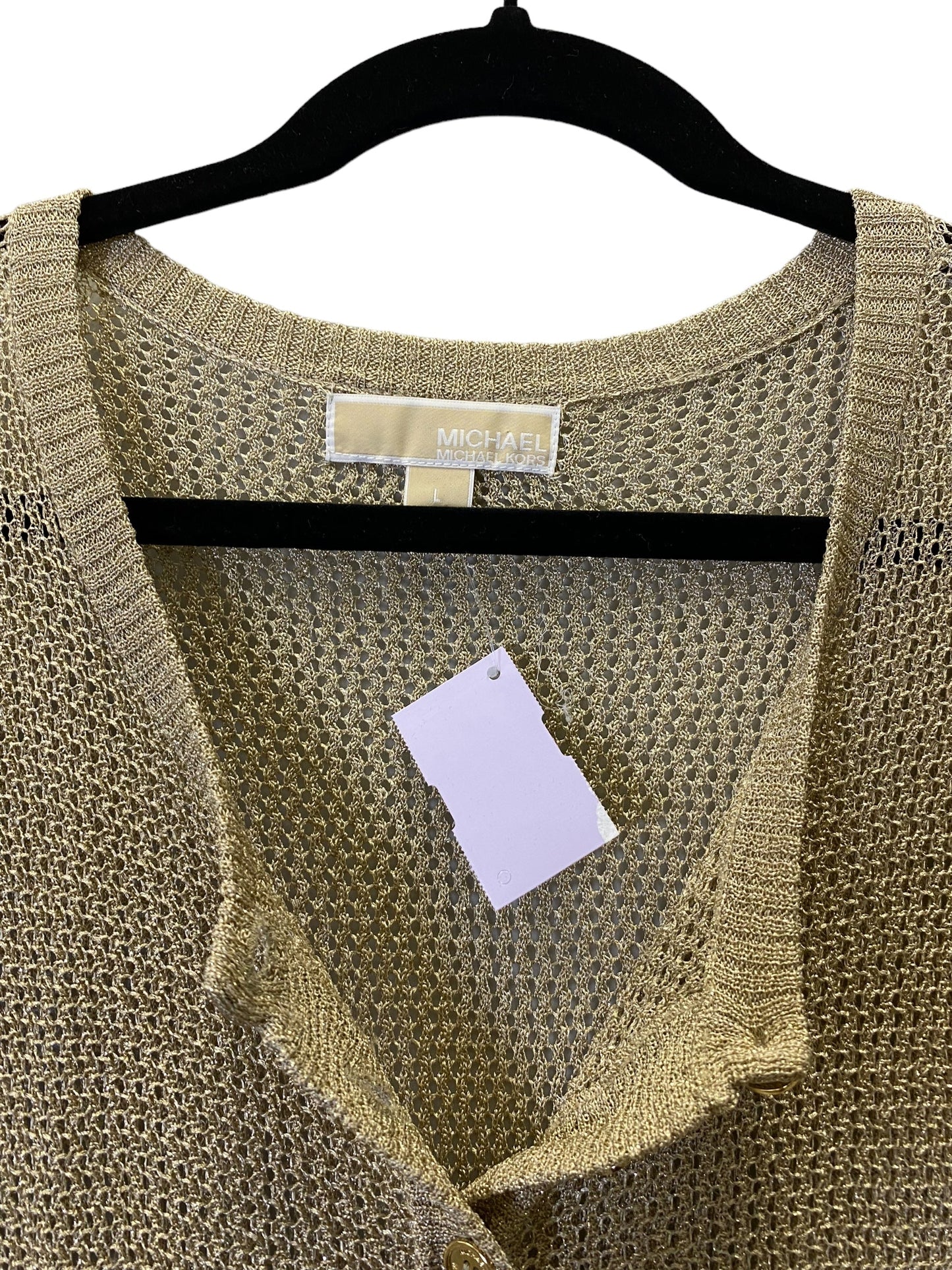 Gold Top Long Sleeve Designer Michael Kors, Size L