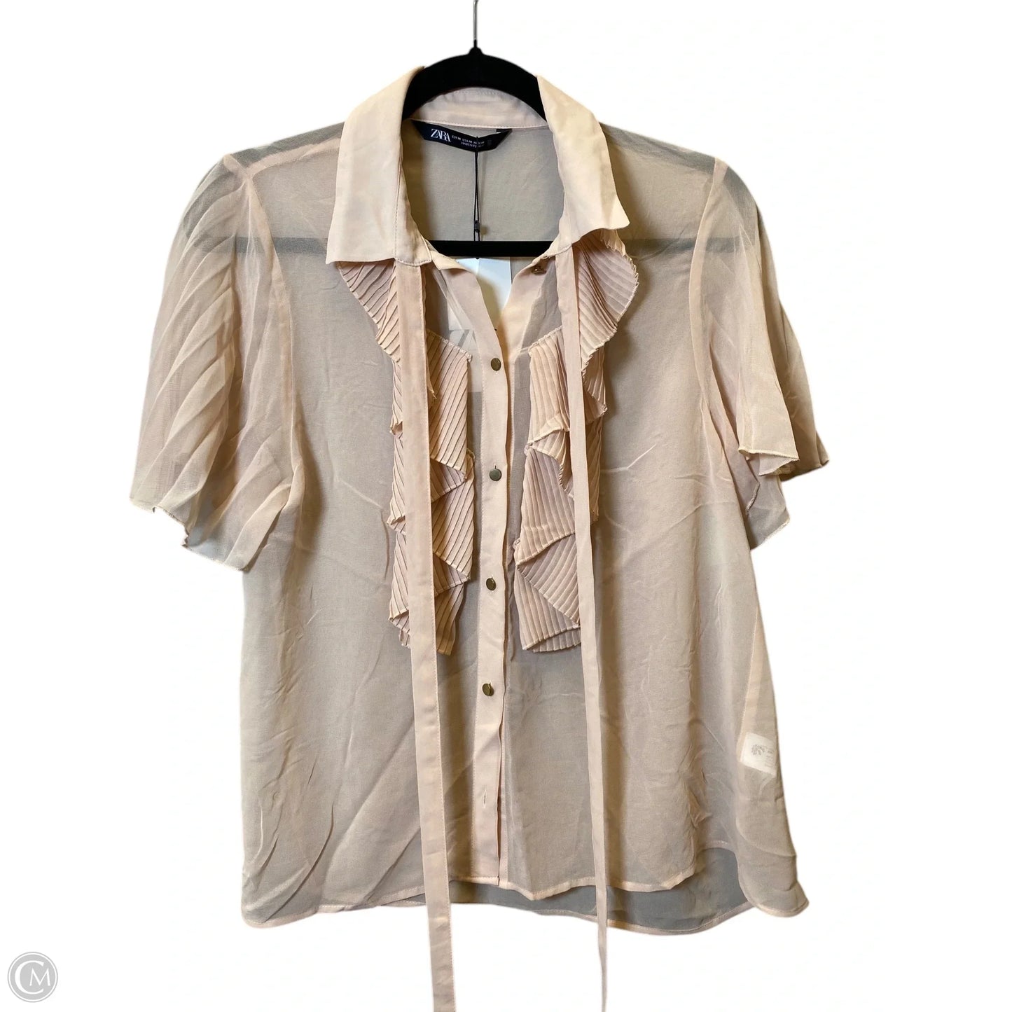 Top Short Sleeve By Zara In Peach, Size: M