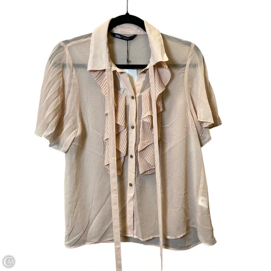 Top Short Sleeve By Zara In Peach, Size: M