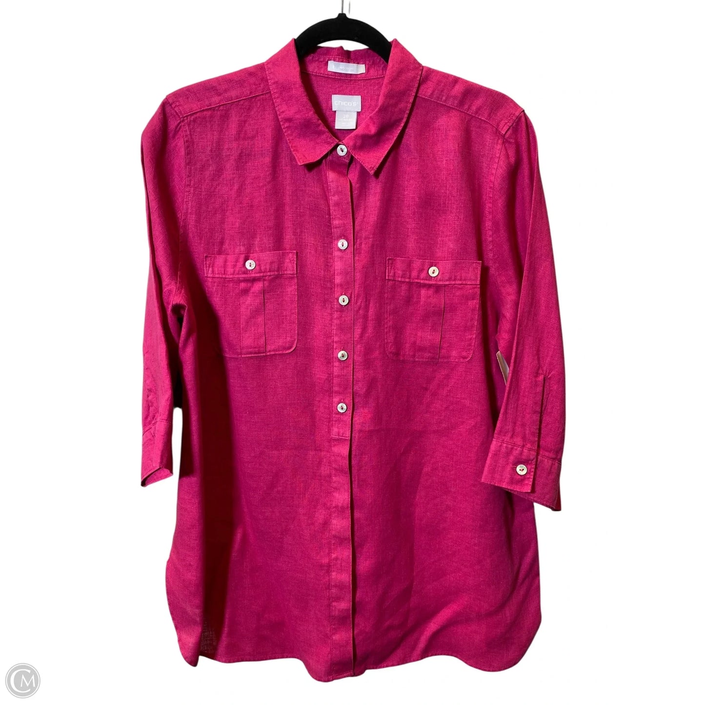 Blouse Long Sleeve By Chicos In Pink, Size: 12P