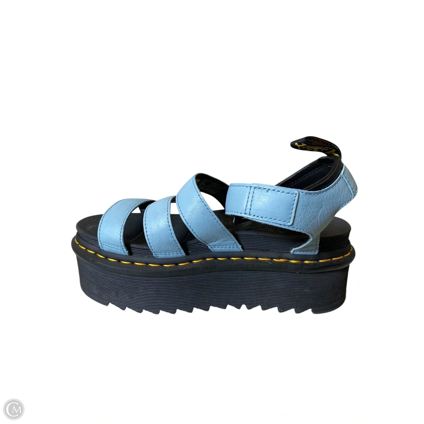 Sandals Heels Platform By Dr Martens In Black & Blue, Size: 8