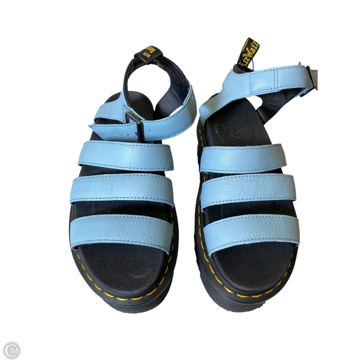 Sandals Heels Platform By Dr Martens In Black & Blue, Size: 8