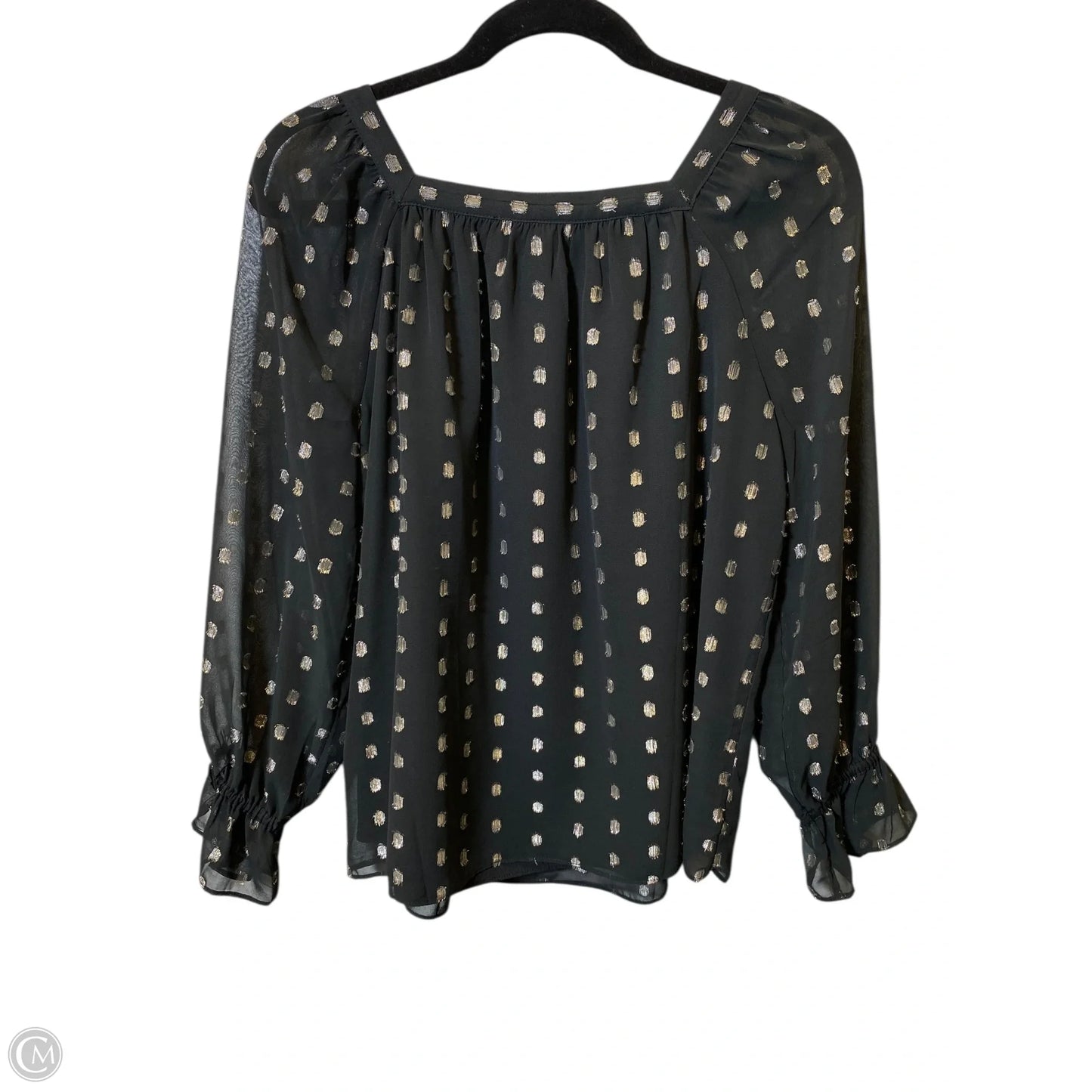 Top Long Sleeve By Talbots In Black & Gold, Size: M