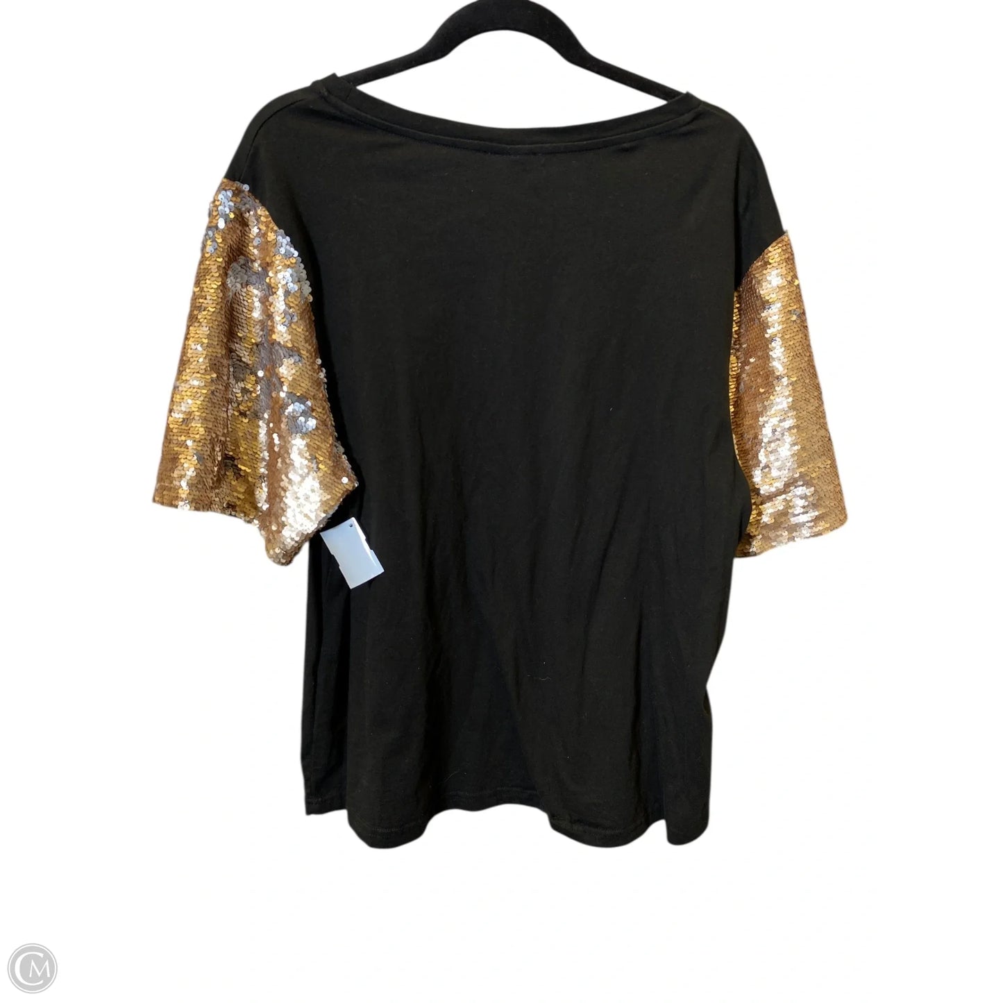 Top Short Sleeve By Clothes Mentor In Black & Gold, Size: 2x