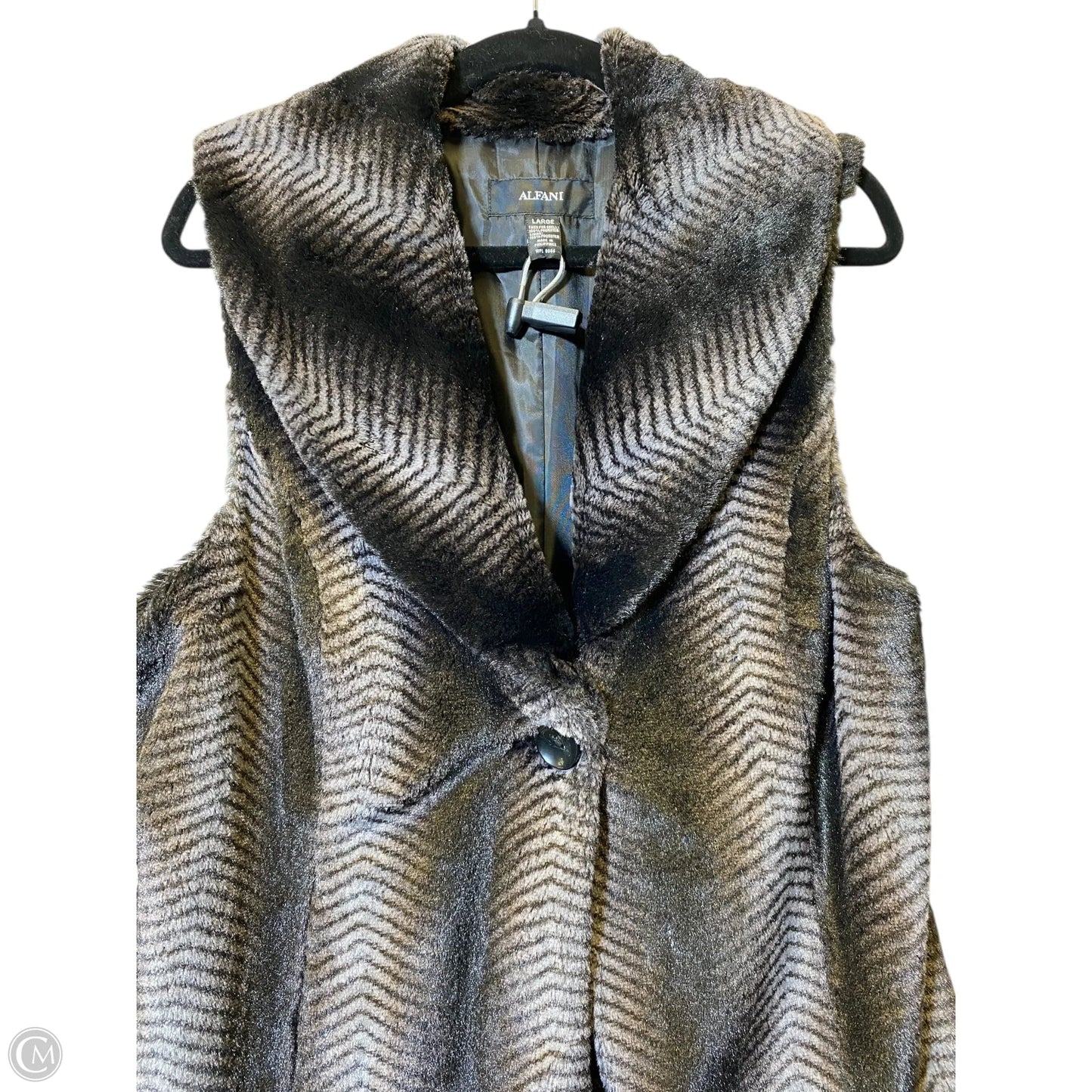 Vest Faux Fur & Sherpa By Alfani In Animal Print, Size: L