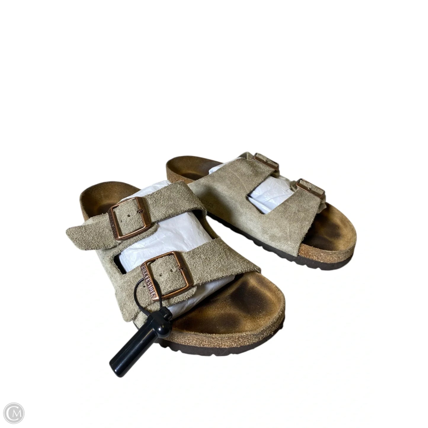 Sandals Flats By Birkenstock In Beige, Size: 10
