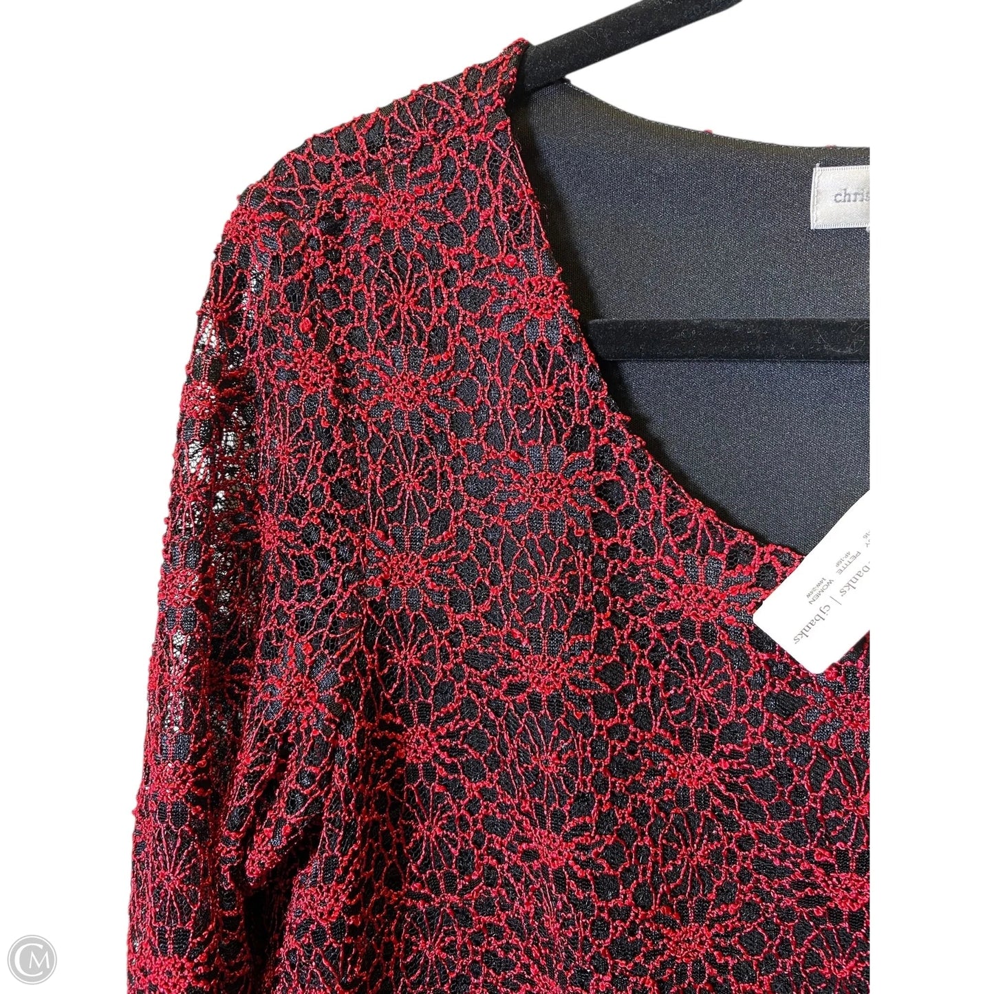 Blouse 3/4 Sleeve By Christopher And Banks In Black & Red, Size: L