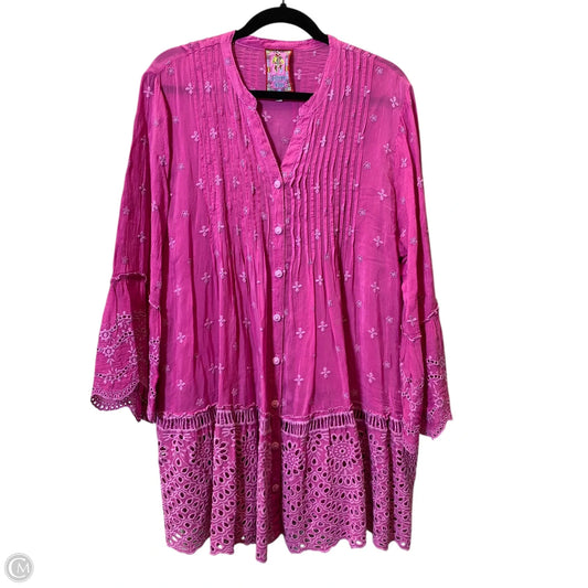 Top 3/4 Sleeve By Johnny Was In Pink, Size: Xl