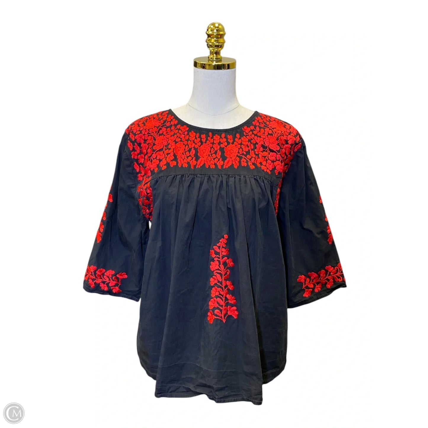 Top 3/4 Sleeve By Clothes Mentor In Grey & Red, Size: L
