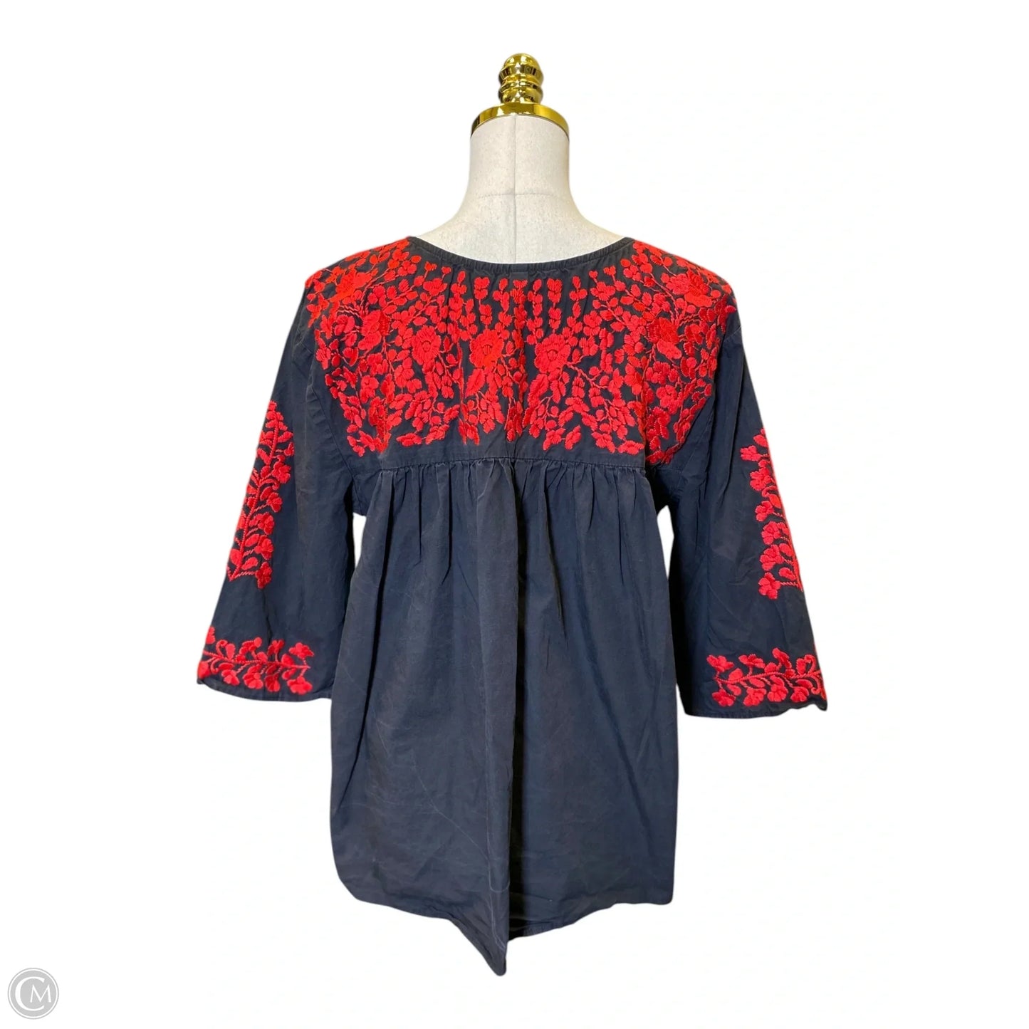 Top 3/4 Sleeve By Clothes Mentor In Grey & Red, Size: L