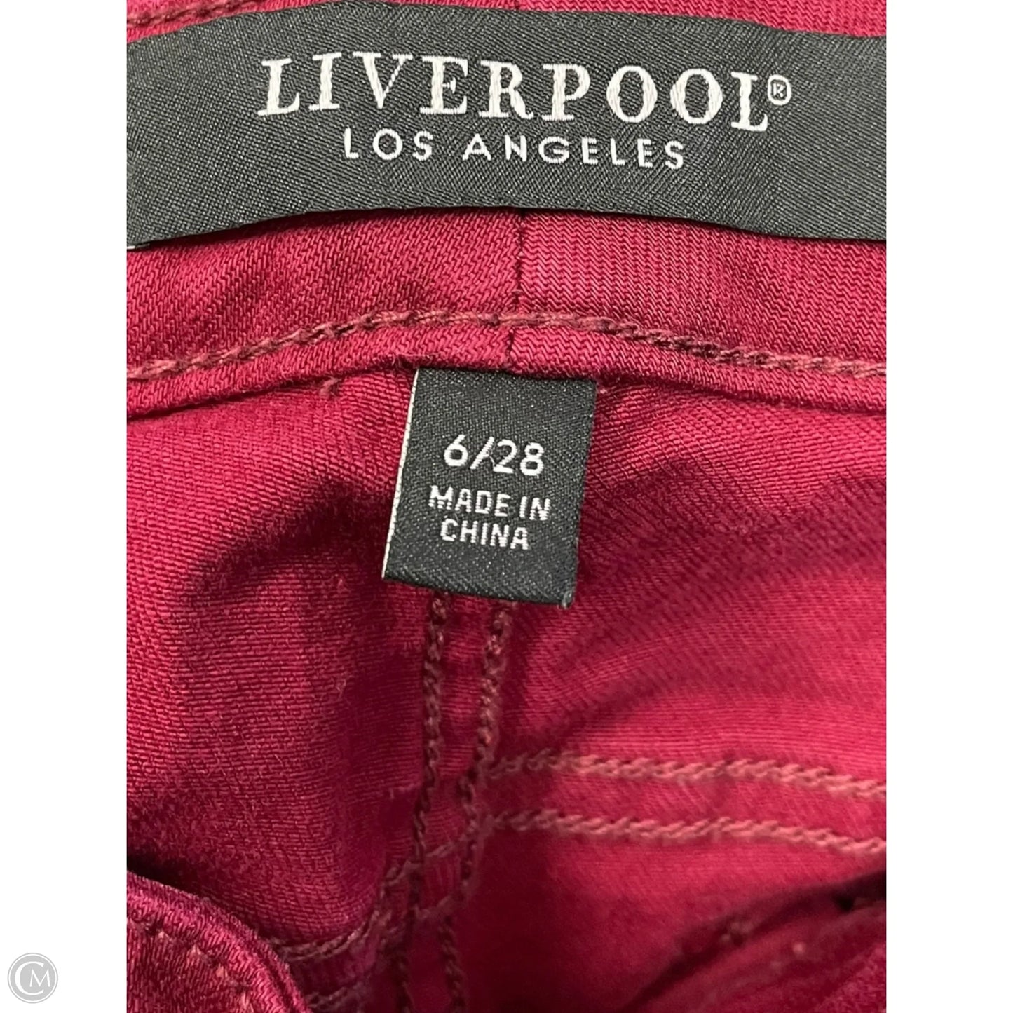 Jeans Straight By Liverpool In Red Denim, Size: 6