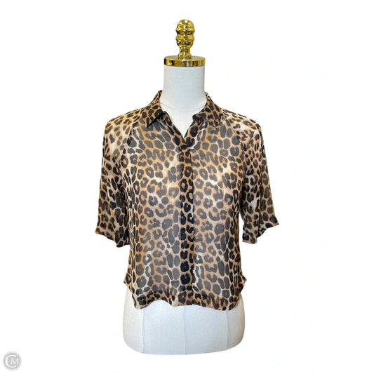 Blouse Short Sleeve By Express In Animal Print, Size: Xs