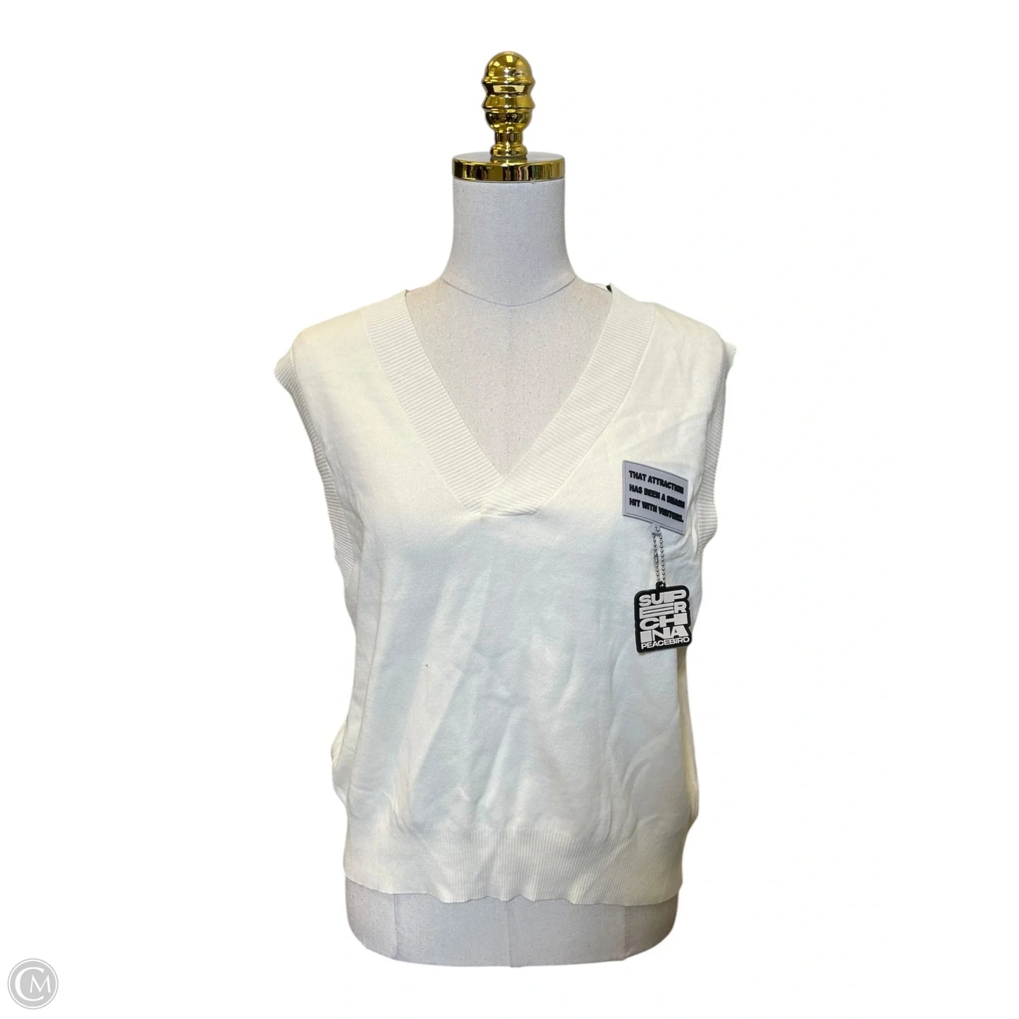 Vest Sweater By Clothes Mentor In Cream, Size: L