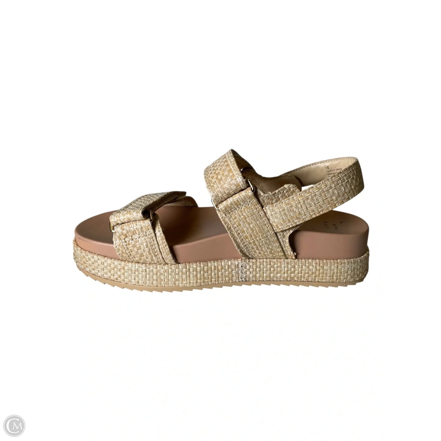 Sandals Heels Platform By A New Day In Beige, Size: 10