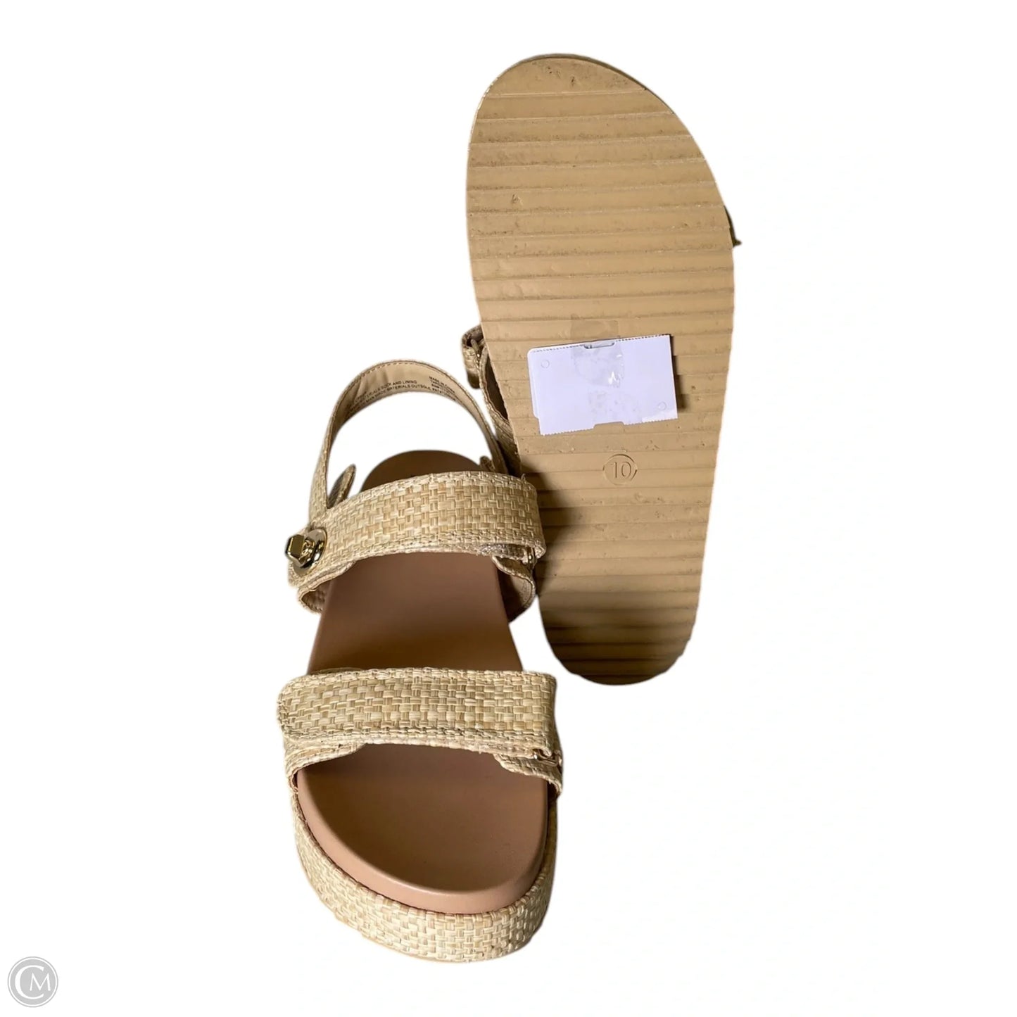 Sandals Heels Platform By A New Day In Beige, Size: 10