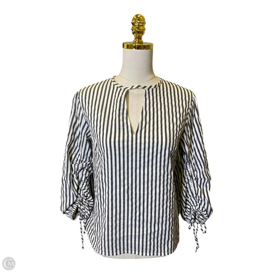 Blouse 3/4 Sleeve By Express In Grey & White, Size: M