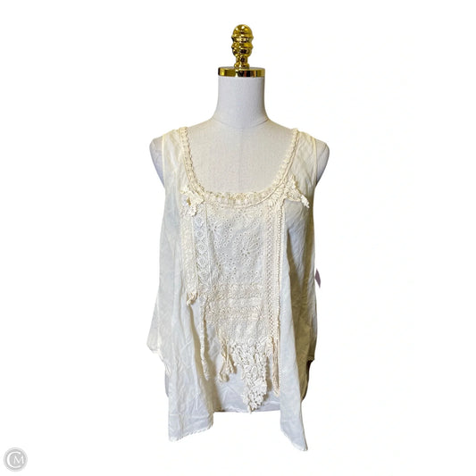 Blouse Sleeveless By Johnny Was In Cream, Size: L