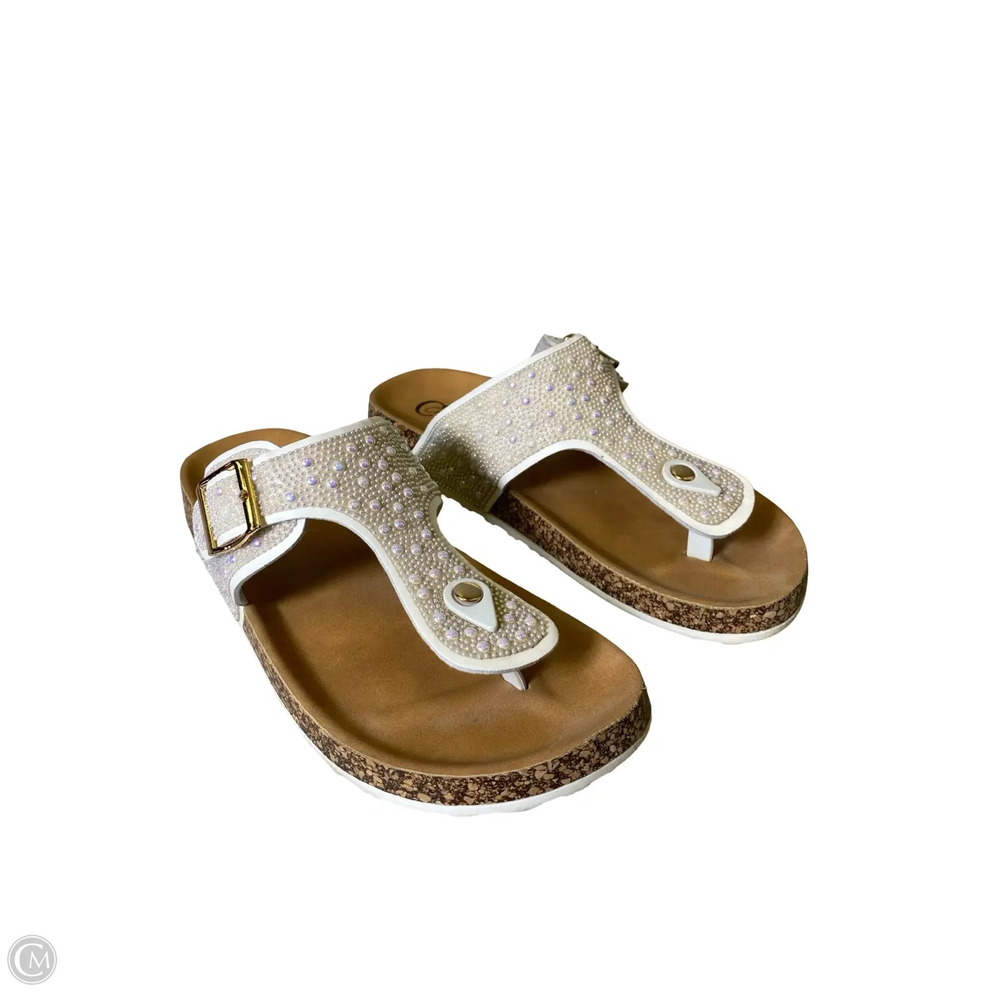 Sandals Flats By C Est. 1946 In Tan & White, Size: 9