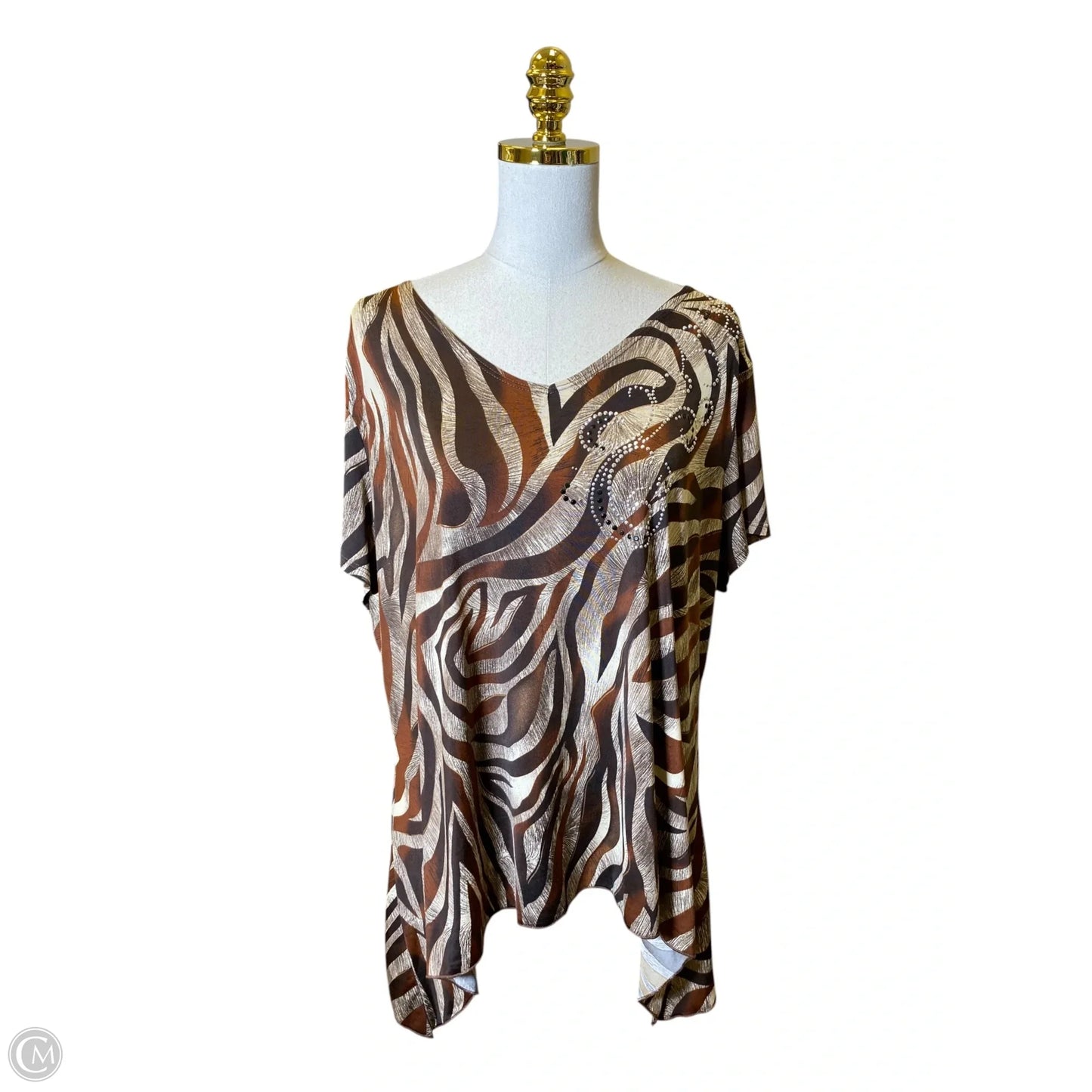 Top Short Sleeve By Dressbarn In Brown, Size: 2x