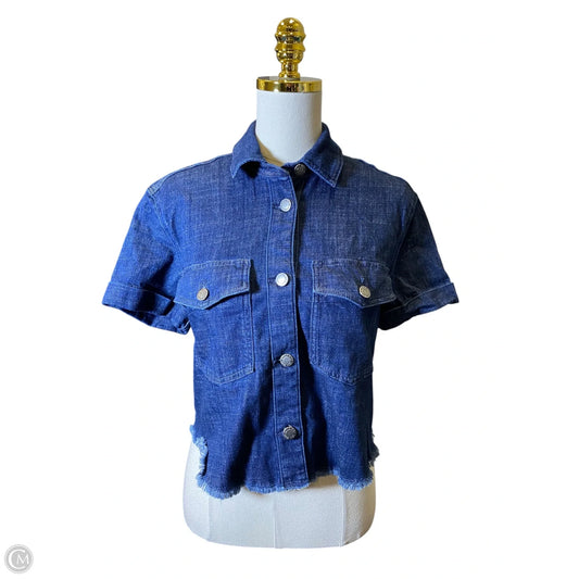 Blouse Short Sleeve By Simply Vera In Blue Denim, Size: S