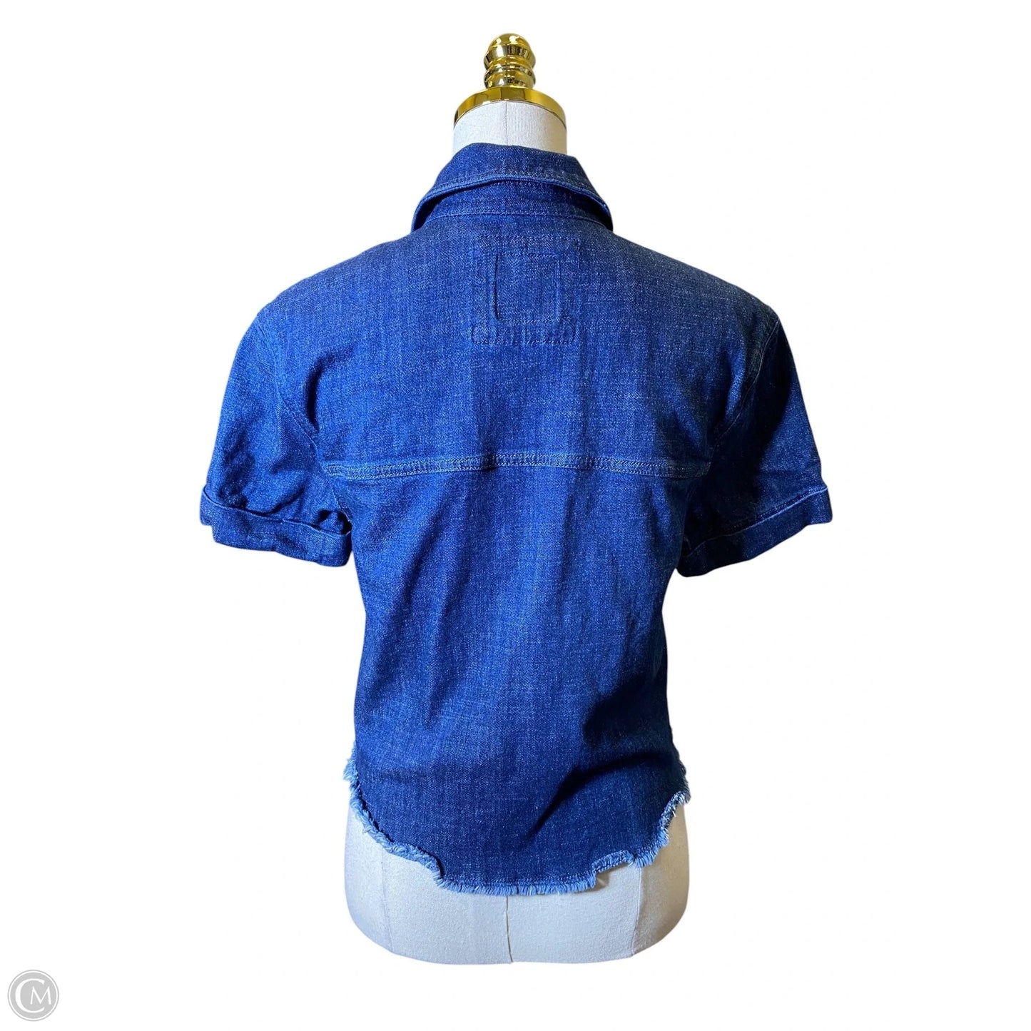 Blouse Short Sleeve By Simply Vera In Blue Denim, Size: S
