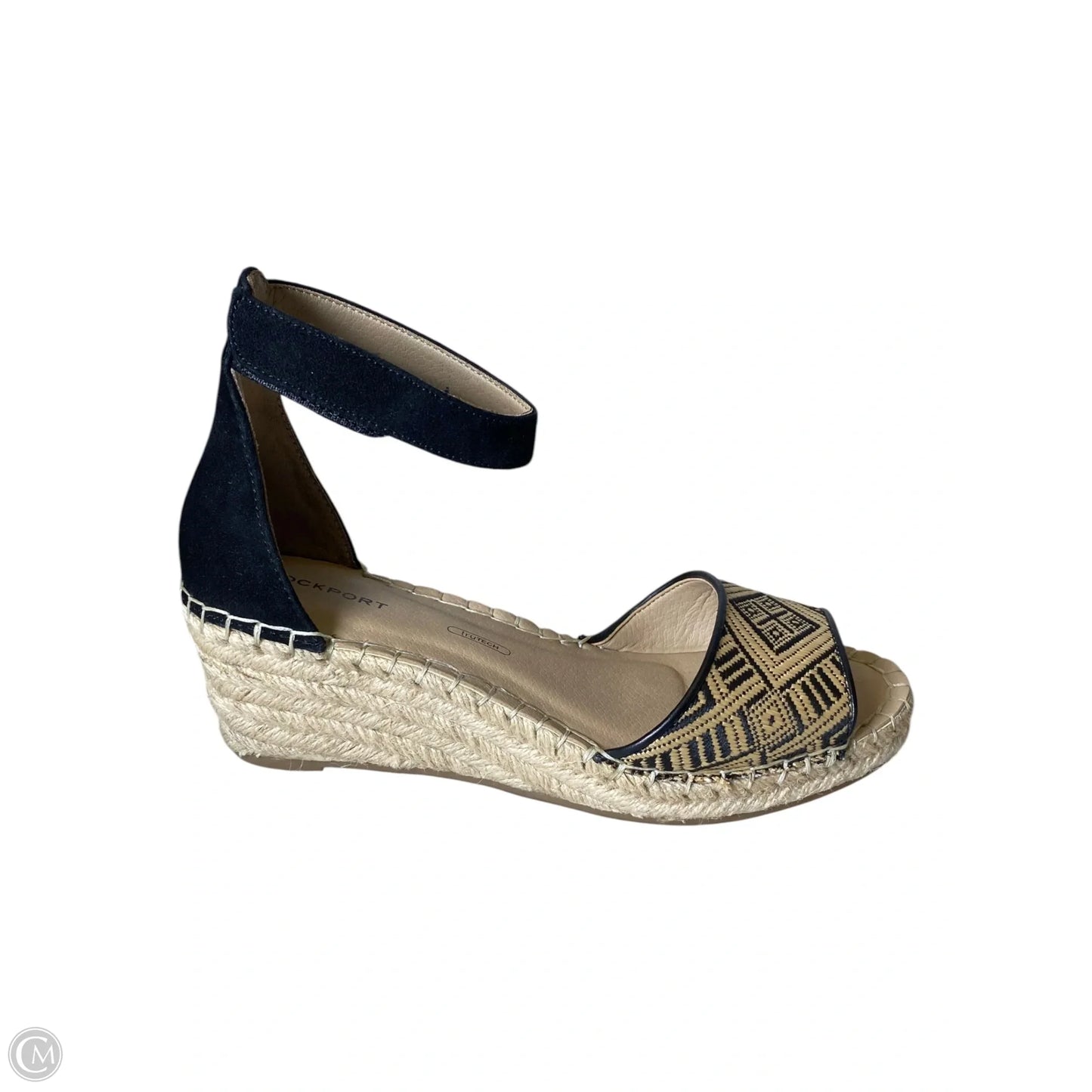 Sandals Heels Wedge By Rockport In Black & Cream, Size: 6.5