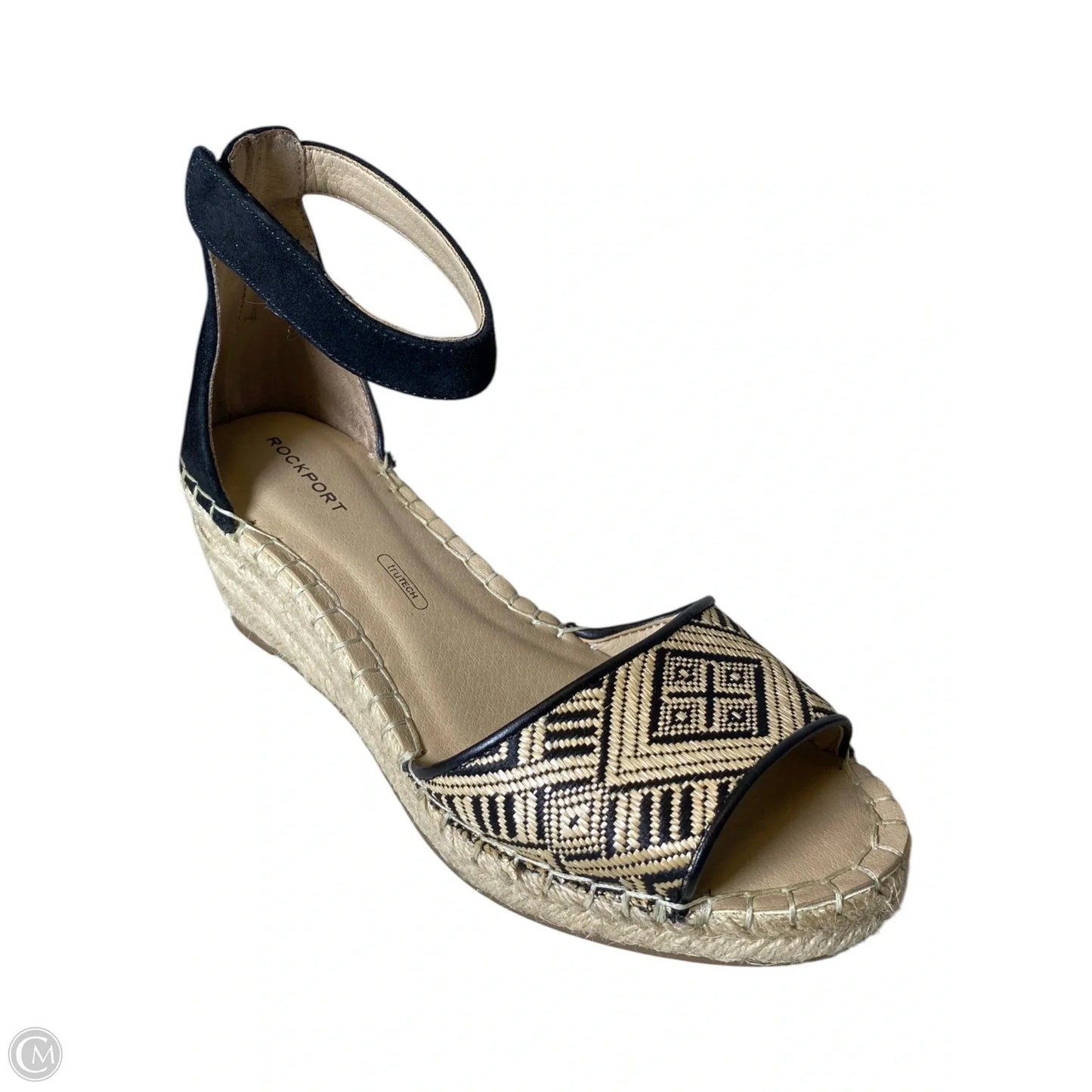 Sandals Heels Wedge By Rockport In Black & Cream, Size: 6.5