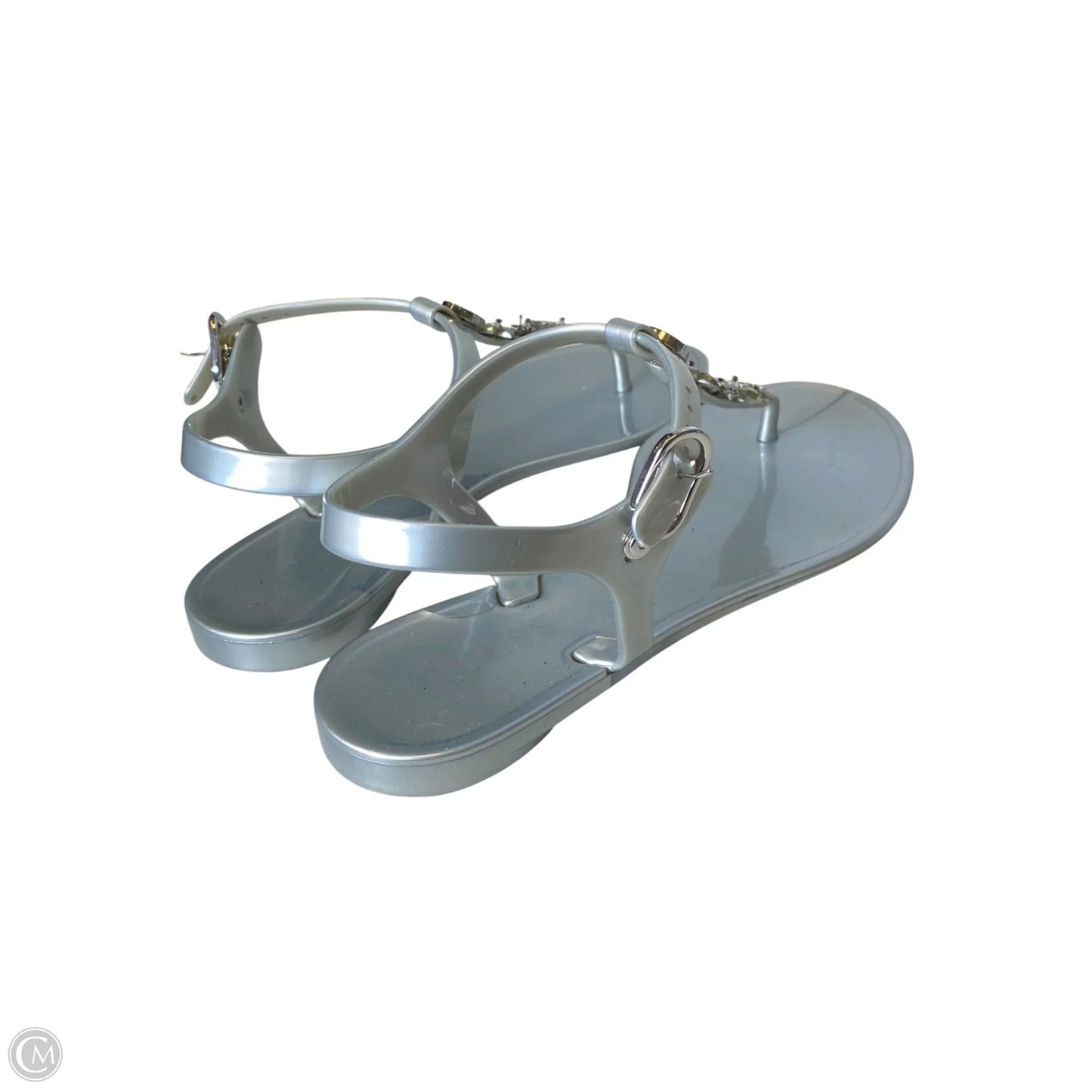Sandals Flats By Guess In Silver, Size: 6