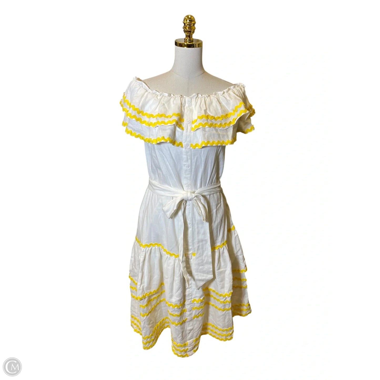 Dress Casual Maxi By Clothes Mentor In White & Yellow, Size: Xs