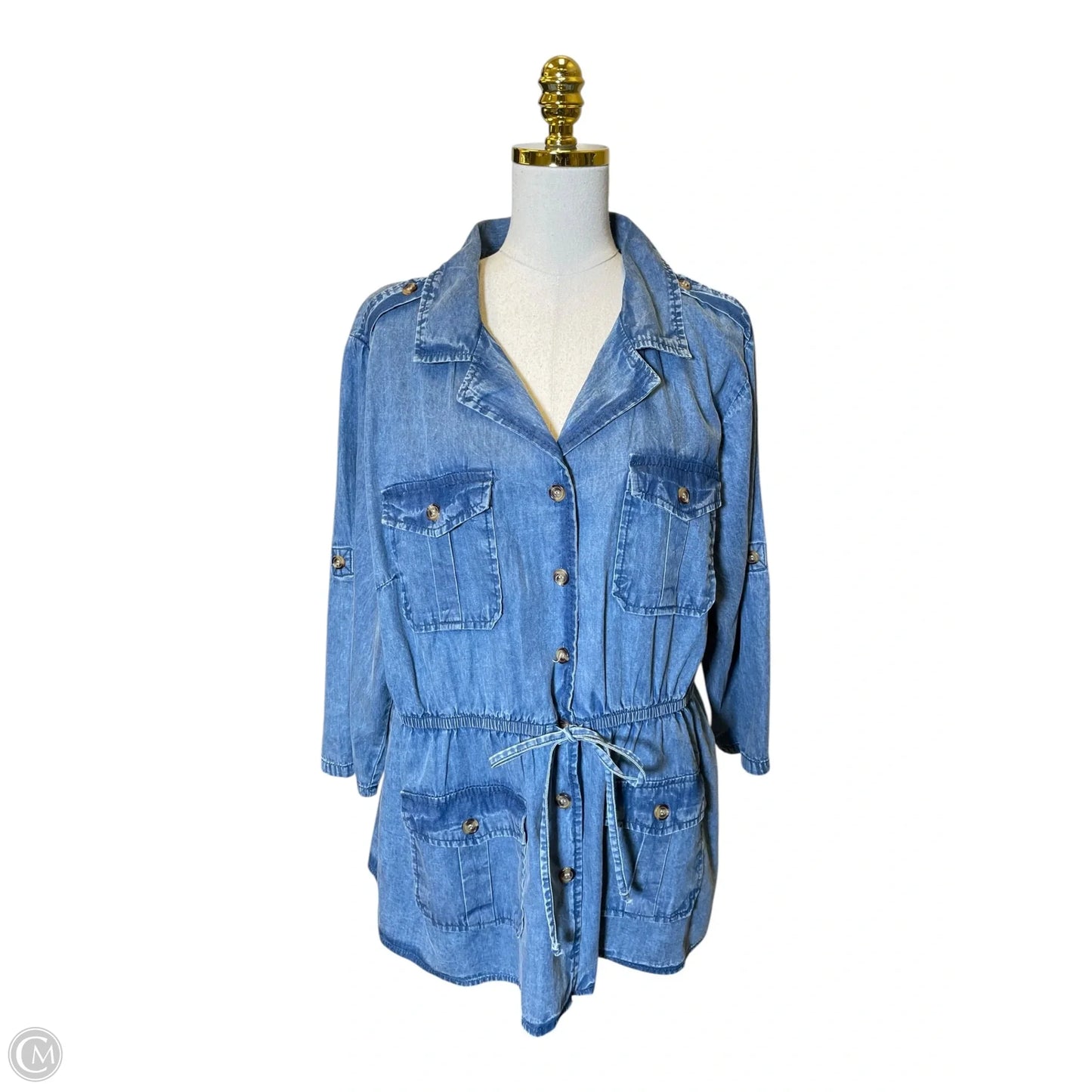 Blouse Long Sleeve By Clothes Mentor In Blue Denim, Size: 2x