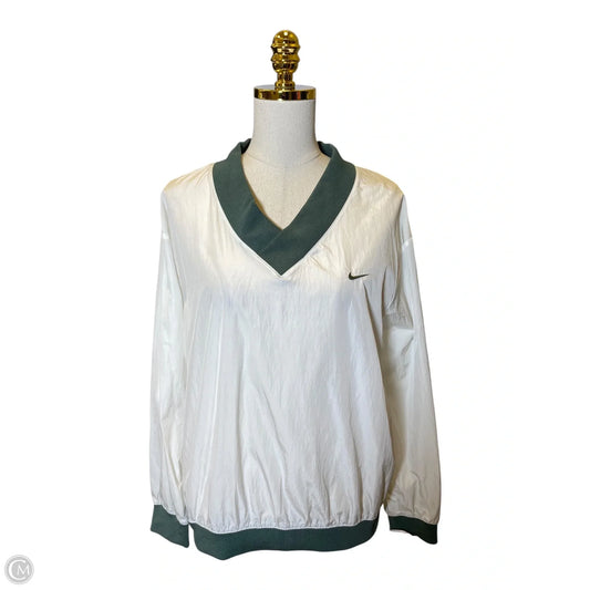 Jacket Windbreaker By Nike In Cream & Green, Size: S