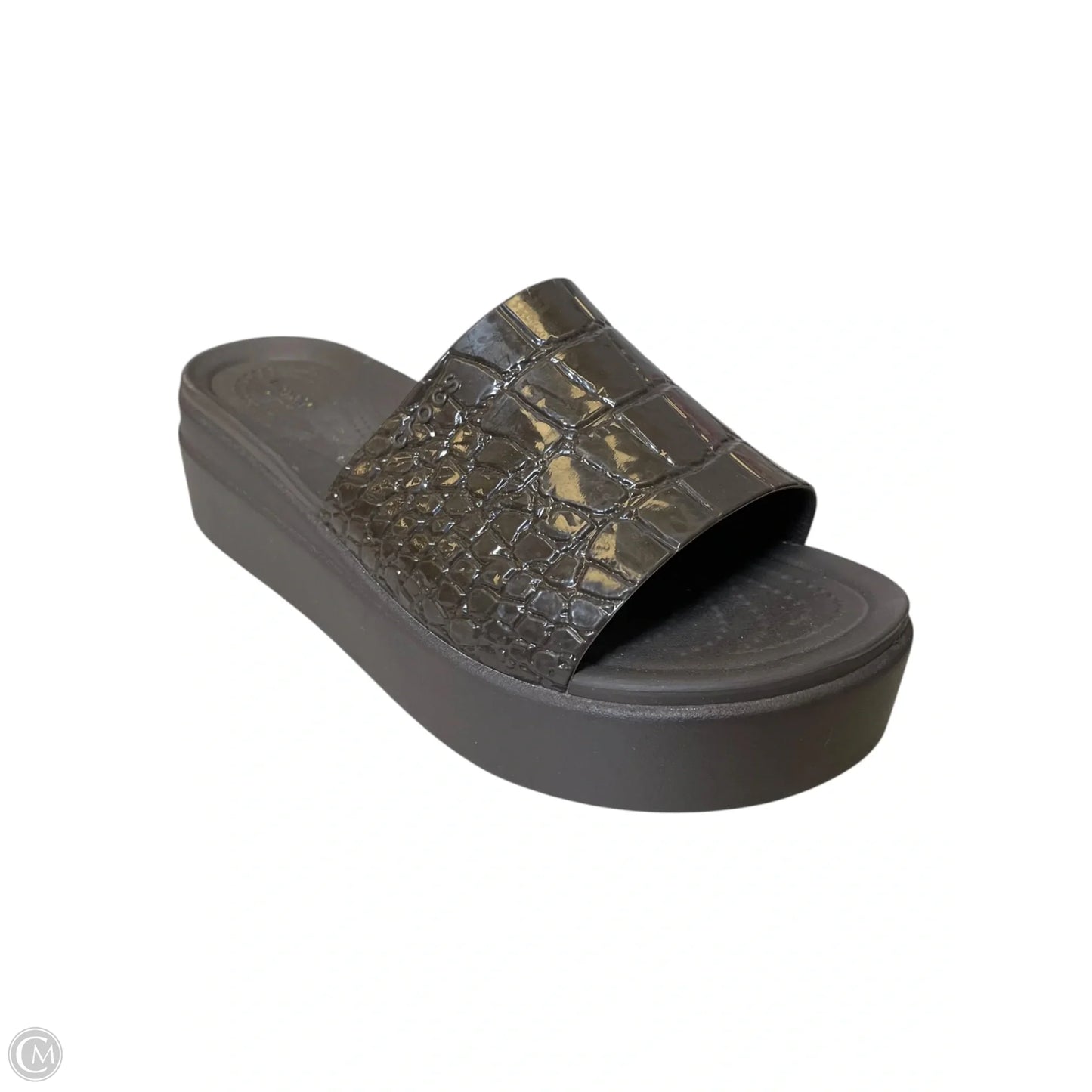 Sandals Heels Platform By Crocs In Brown, Size: 7