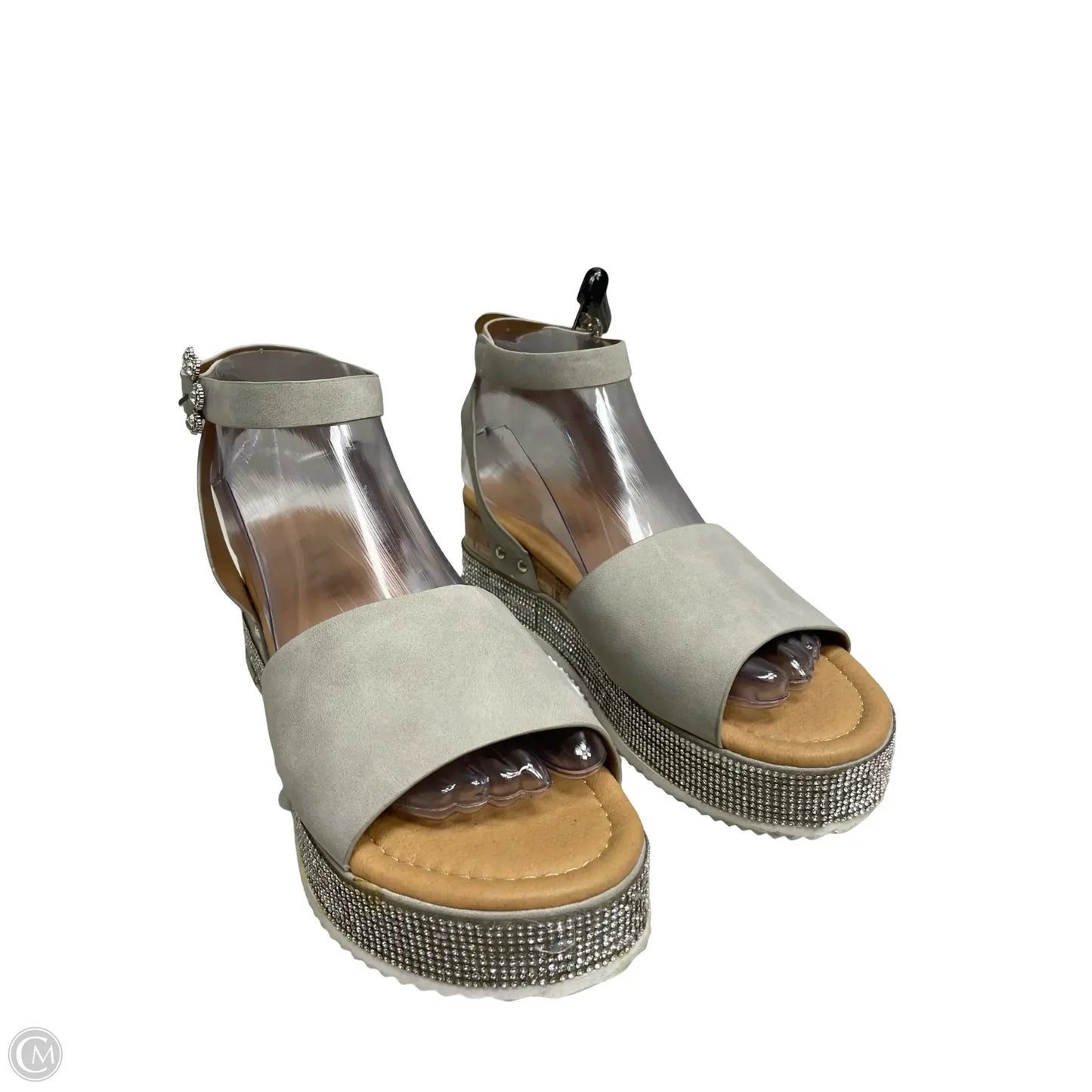 Sandals Heels Wedge By Clothes Mentor In Beige, Size: 6.5