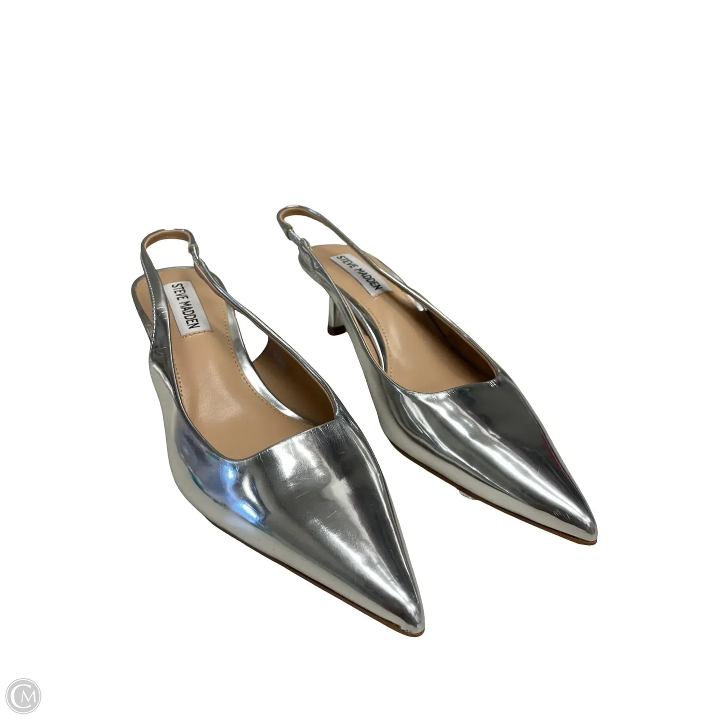 Sandals Heels Kitten By Steve Madden In Silver, Size: 6.5