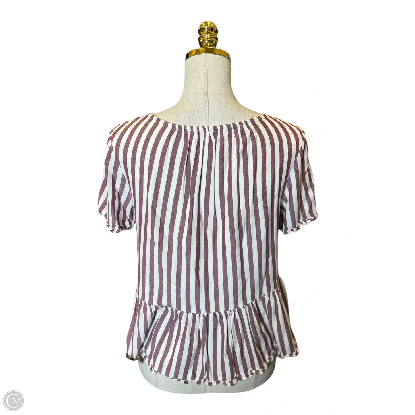 Blouse Short Sleeve By Madewell In Red & White, Size: S