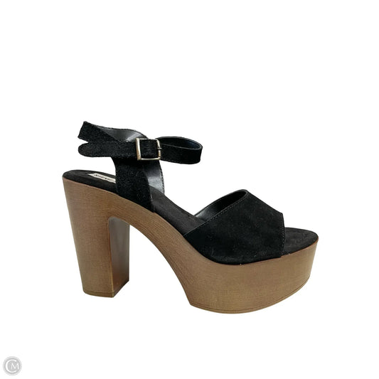 Sandals Heels Block By Steve Madden In Black & Brown, Size: 10