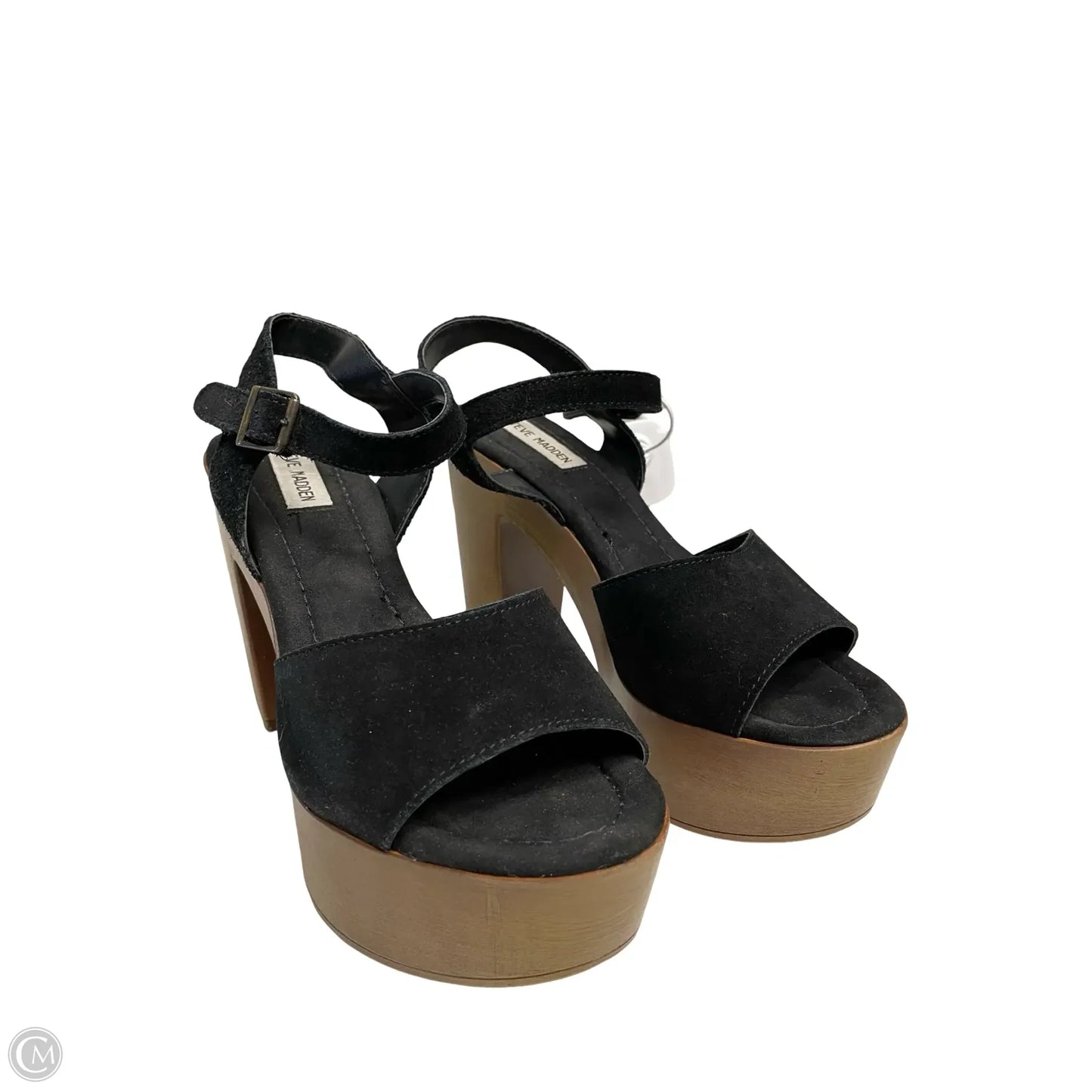 Sandals Heels Block By Steve Madden In Black & Brown, Size: 10