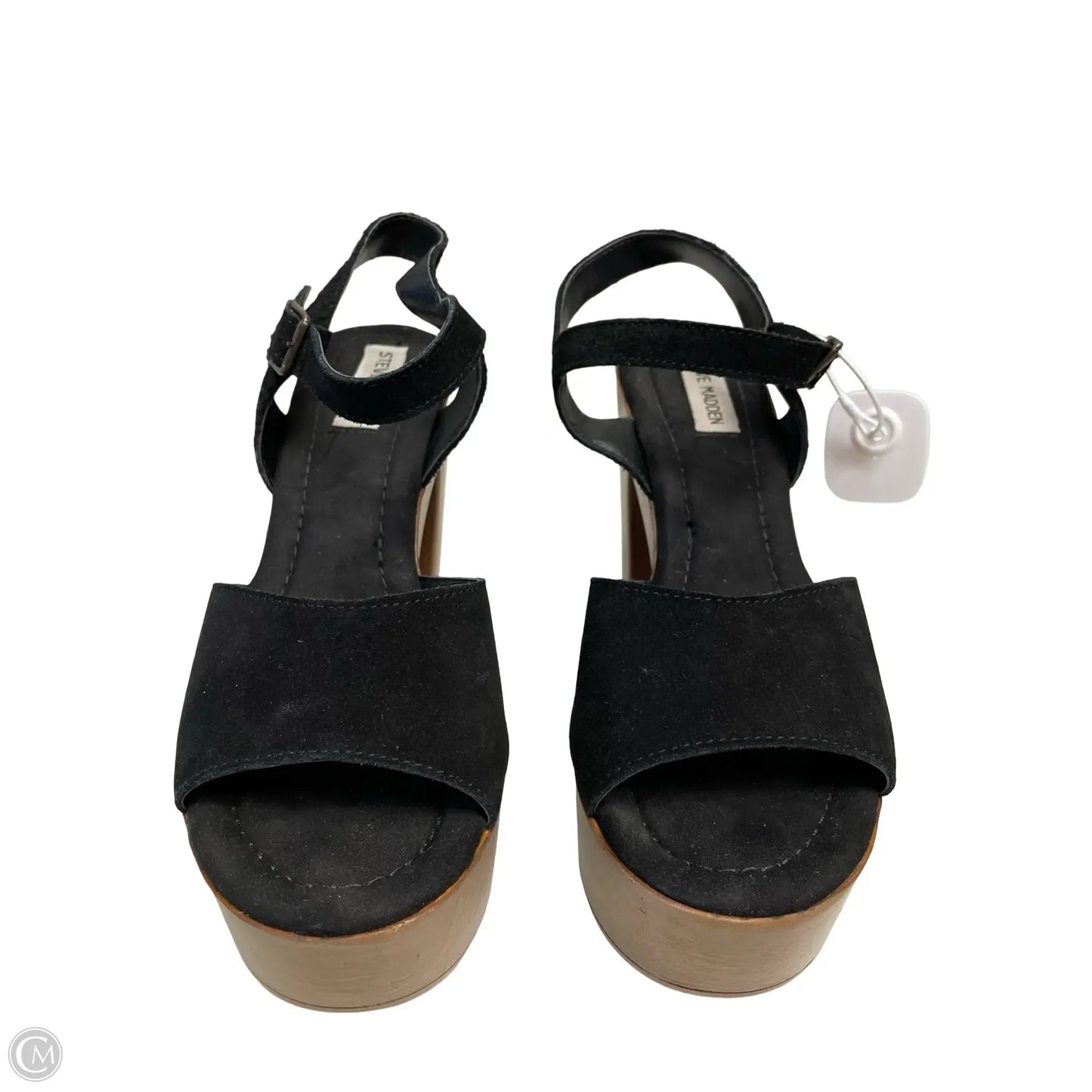 Sandals Heels Block By Steve Madden In Black & Brown, Size: 10