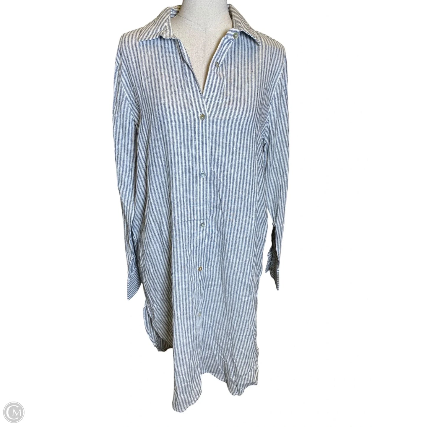 Dress Casual Midi By Clothes Mentor In Grey & White, Size: M