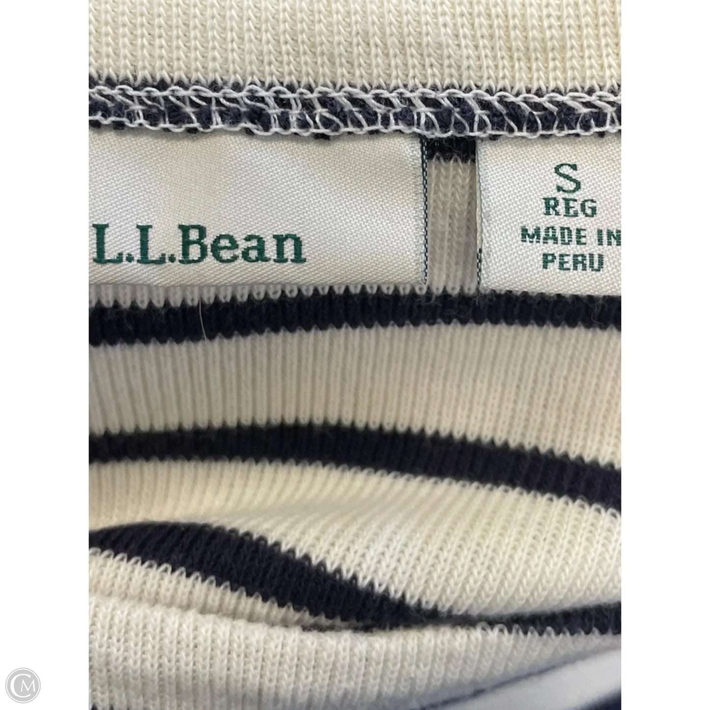 Blouse 3/4 Sleeve By L.l. Bean In Cream & Purple, Size: S
