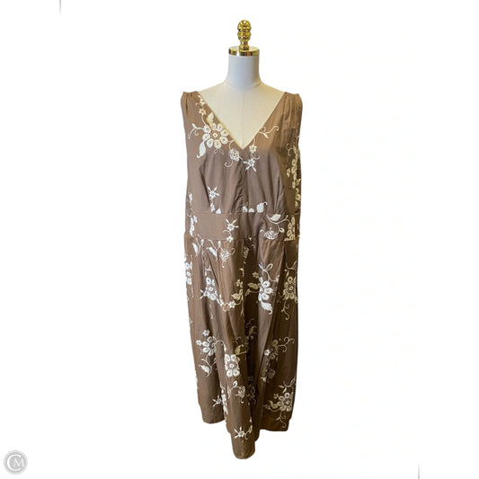 Dress Casual Midi By Dressbarn In Brown & Cream, Size: 3x