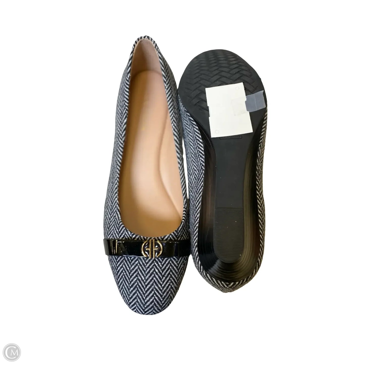 Sandals Heels Wedge By Cole-haan In Black & White, Size: 8